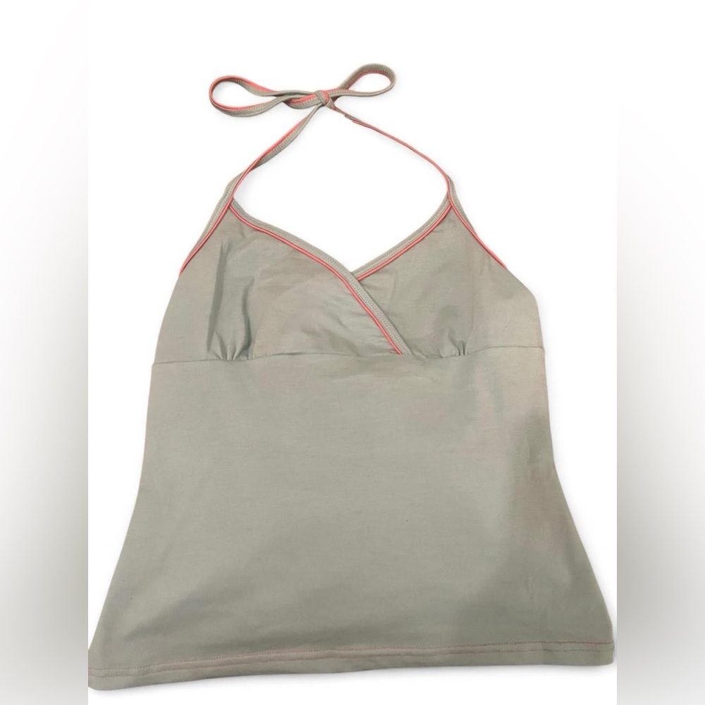 Halter Teal Tank Top with Pink Trim